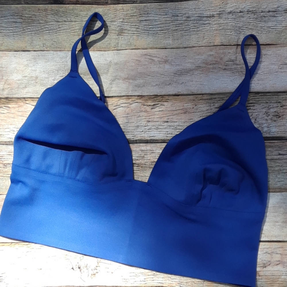 Free People Sage Longline Stretch Plunging V-Neck Bralette Aqua Blue - Picture 3 of 12